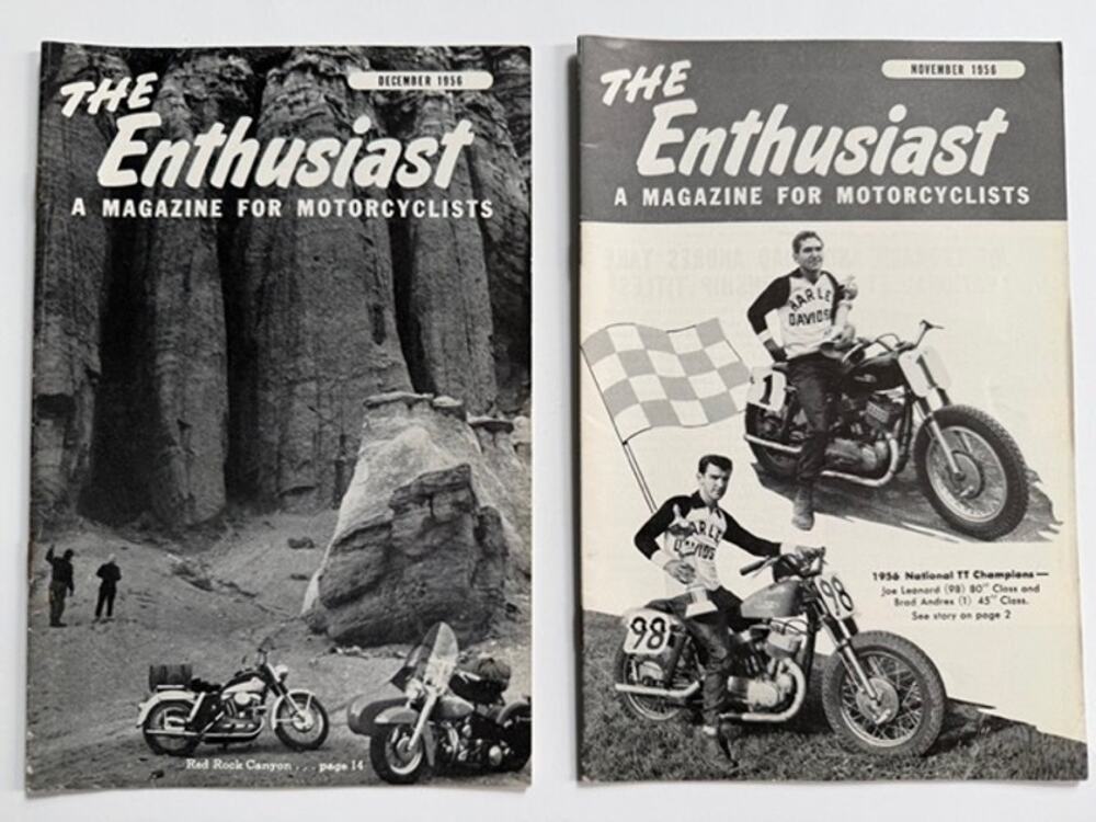 2 Rare 1956 The Enthusiast Motorcycle Magazines Nov & Dec Harley Davidson Elvis